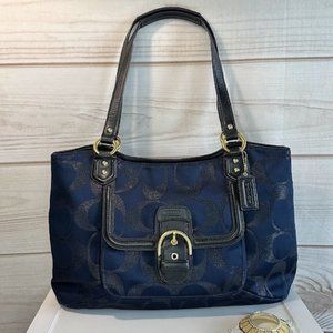 COACH Navy Glitter Shoulder Bag
